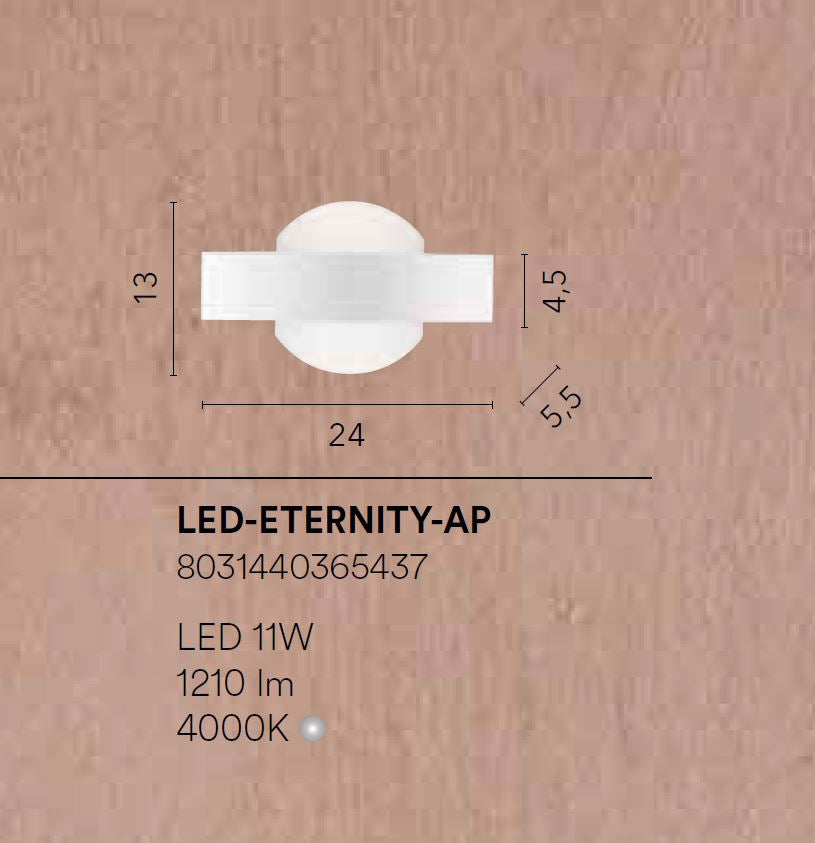 Applique LED in metallo bianco diffusore in acrilico satinato con decoro 11W 4000°k 1210lm ETERNITY Applique LED in metallo bianco diffusore in acrilico satinato con decoro 11W 4000°k 1210lm ETERNITY